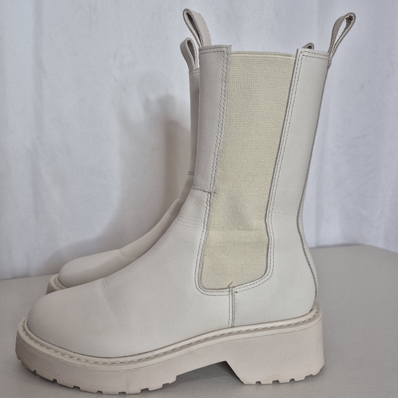 Steve Madden Women's Yairy Leather Lug Sole Chelsea Boots in Bone - Size 6.5 - Picture 5 of 16